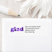 Blij gespeld met paarse bloemen adresetiketten etiket (Insitu)