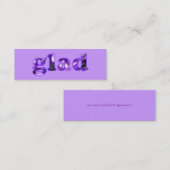 Blij gespeld met paarse bloemen bladwijzer mini visitekaartje (Voorkant / Achterkant)