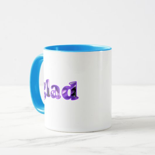 Blij gespeld met paarse bloemen mokken (Voorkant links)