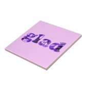 Blij gespeld met paarse bloemen Trivet Tegeltje (Zijkant)