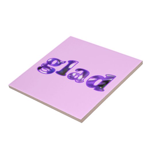 Blij gespeld met paarse bloemen Trivet Tegeltje (Zijkant)