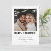 Blij & Getrouwd Hart Foto Feestdagenkaart (Staand voorkant)