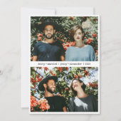 Blij Getrouwd Jonggehuwd Twee Foto Minimalistisch Feestdagenkaart (Voorkant)