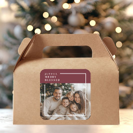 Blij Gezellig Gezegend Gepersonaliseerde Kerst Fot Vierkante Sticker