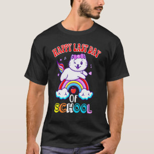 Blij Gezellig Kitten Laatste Dag Van School Regenb T-shirt