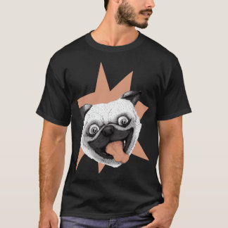Blij gezicht gelukkige pug met Starburst T-shirt