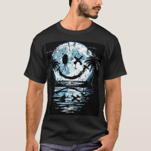 Blij Gezicht Glimlachende Nachtelijke Maan Boven O T-shirt