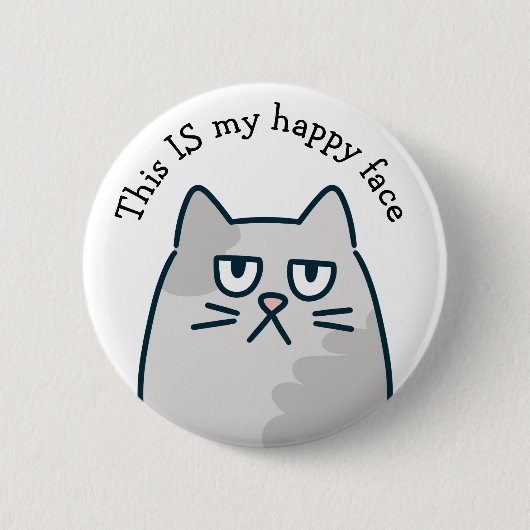 Blij Gezicht Kat Ronde Button 5,7 Cm (Voorkant)