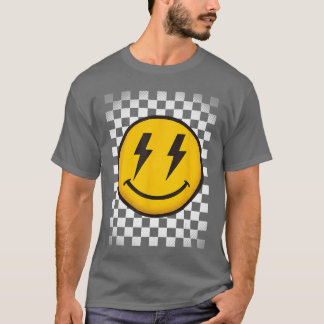 Blij gezicht met vrienden met bliksemschichten t-shirt