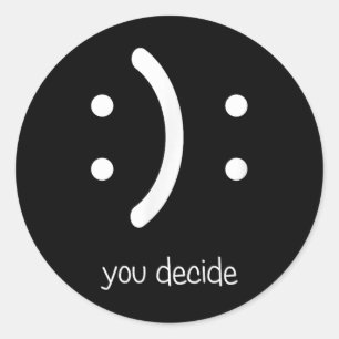 Blij Gezicht Verdrietig Gezicht Ik Lach Jij Beslis Ronde Sticker