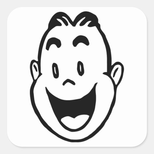 BLIJ GEZICHT VIERKANTE STICKER (Voorkant)