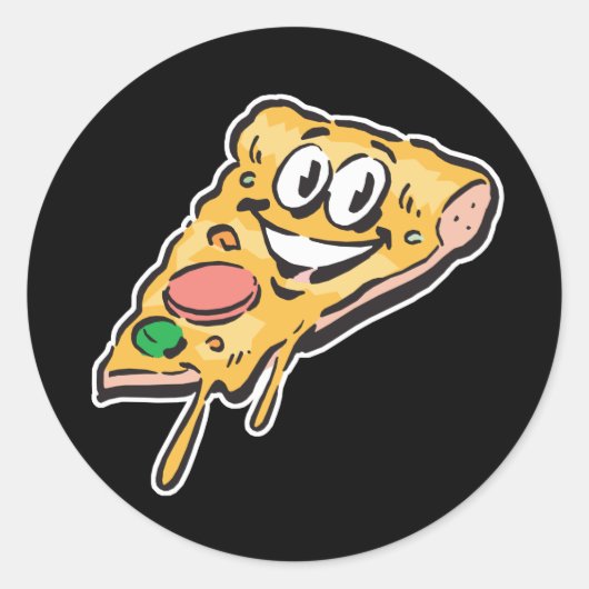 blij gezichtsveld pizza ronde sticker (Voorkant)
