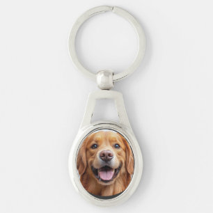 Blij glimlachende Golden Retriever hond Sleutelhanger
