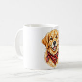 Blij gloden retriever met rode bandana koffiemok (Voorkant links)