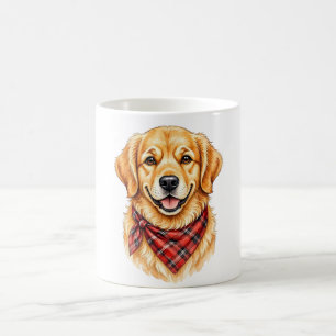 Blij gloden retriever met rode bandana koffiemok