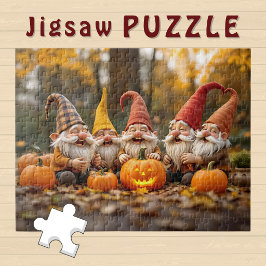 Blij Gnome-groep met Pompoenen Herfststemming - Legpuzzel