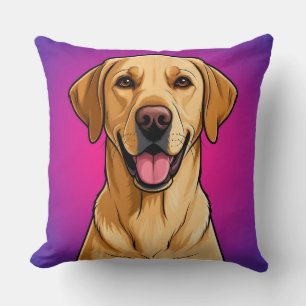 Blij goud retriever Cartoon Portret Kussen