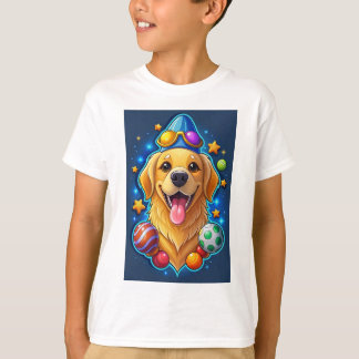 Blij gouden retriever honden cartoon t-shirt
