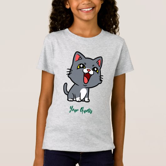 Blij Grijze Kitten T-shirt (Voorkant)