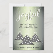 Blij Groen Metallic Kerstboom Familie Feestdagenkaart (Voorkant)