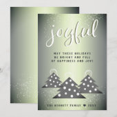 Blij Groen Metallic Kerstboom Familie Feestdagenkaart (Voorkant / Achterkant)