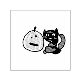 Blij groene Jack o Lantern zwarte kat  Zelfinktende Stempel