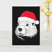 Blij Groundhog Kerstman Op Groundhog Kerstmis Kaart (Gele Bloem)