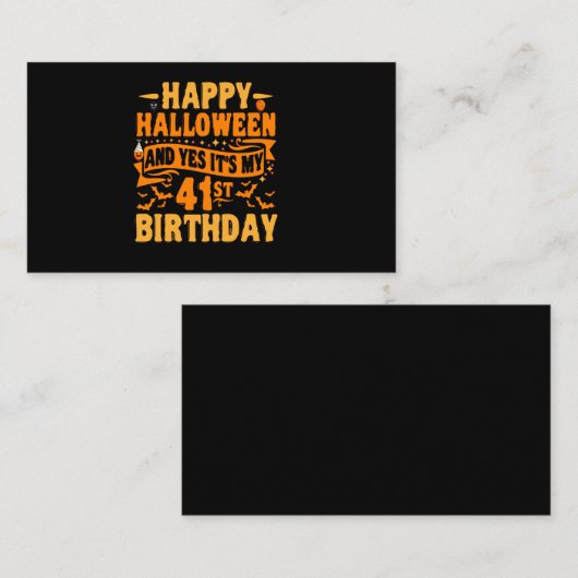 blij halloween en ja, het is mijn 41e verjaardag G Informatiekaartje (Voorkant / Achterkant)