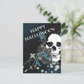 blij halloween hifi schedel briefkaart (Staand voorkant)