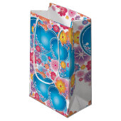 Blij Hart Blauw Feest Klein Cadeauzakje (Voorkant Gekanteld)