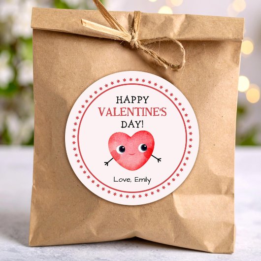 Blij hart met Valentijnsdag Ronde Sticker