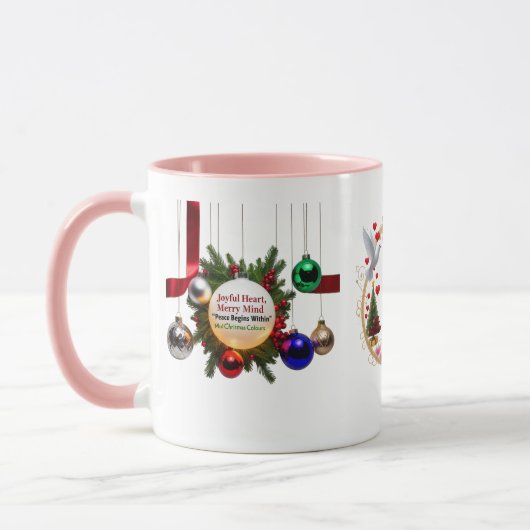 Blij Hart, Vrolijke Geest — Multi Kerstkleuren Mok (Links)