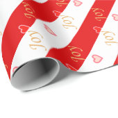 Blij hartpatroon op gestreepte rood en wit cadeaupapier (Rol Hoek)