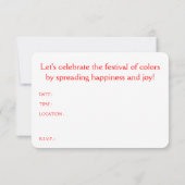 blij holi : festival van kleur en lente kaart (Achterkant)