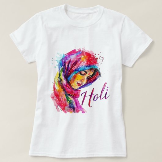 Blij Holi Kleurensplash Dames Top (Design voorkant)