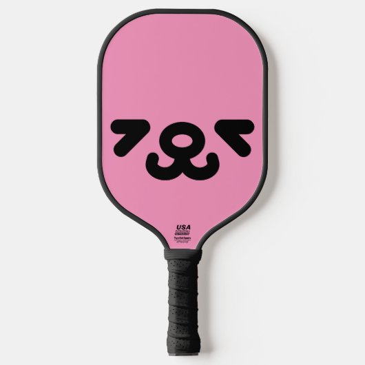 Blij Honden Gezicht Licht Roze Pickleball Paddle (Voorkant)