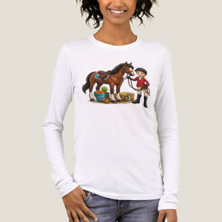 Blij Jonge Ruiter Met Mooie Paard Cartoon T-Shirt