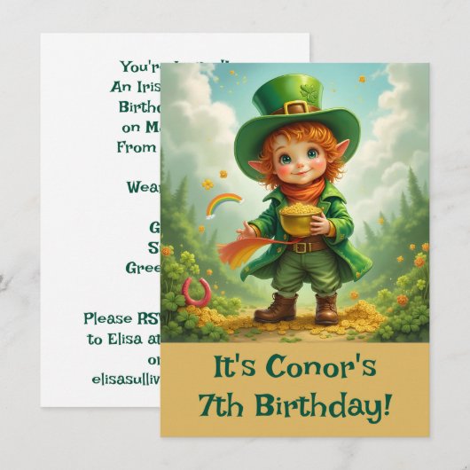 Blij Kabouter Kind St. Patrick's Dag Kaart (Voorkant / Achterkant)