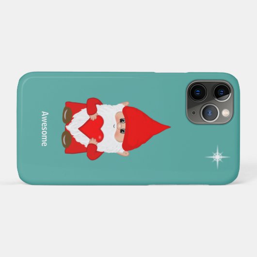 Blij kabouter met hart op teal Case-Mate iPhone c Case (Achterkant (horizontaal))