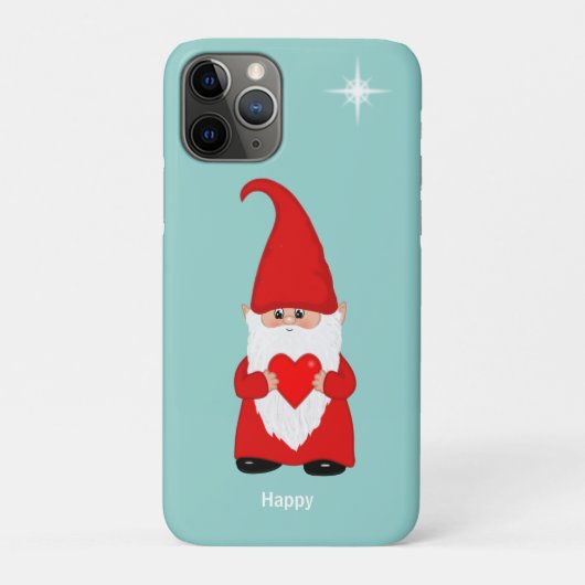 Blij kabouter met hart op turquoise Case-Mate iPhone case (Achterkant)