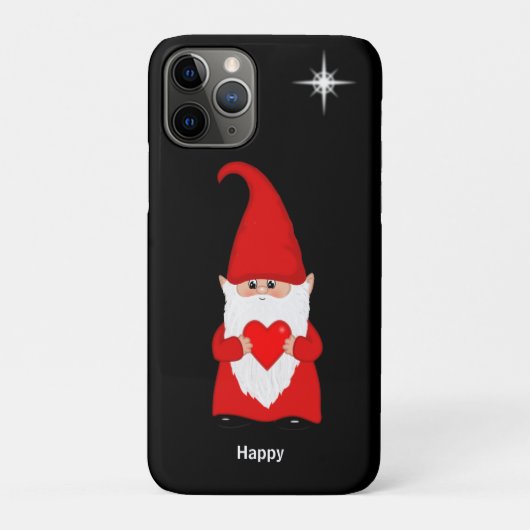 Blij kabouter met hart op zwart Case-Mate iPhone case (Achterkant)