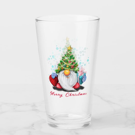 Blij Kabouter met Kerst Glas Cadeau (Voorkant)