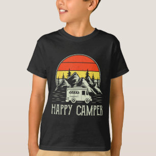 Blij kampeerder peuter jongetje grappige vintage c t-shirt