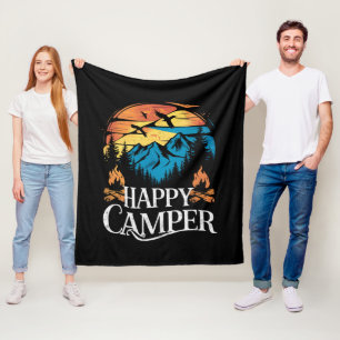 Blij Kampeerder Retro Vintage Matching Kampeerploe Fleece Deken