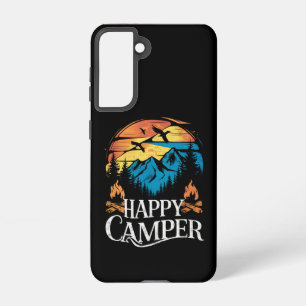 Blij Kampeerder Retro Vintage Matching Kampeerploe Samsung Galaxy Hoesje