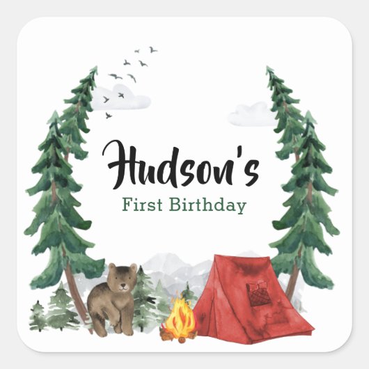 Blij Kampeerder Sticker Label (Voorkant)