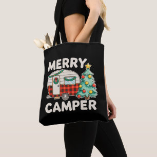 Blij Kampeerder Vintage Kerstboom Decoratie Kerstm Tote Bag