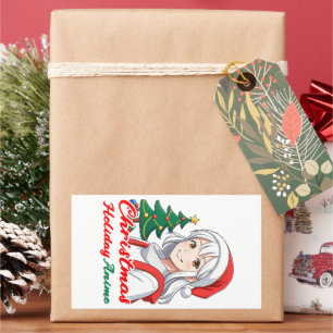 Blij kawaii meisje - Kerstvakantie Anime Rechthoekige Sticker