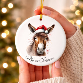 Blij Kerst-ezel-tje, op maat gemaakt Keramisch Ornament