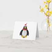Blij Kerst Pinguïn Kaart (Gele Bloem)